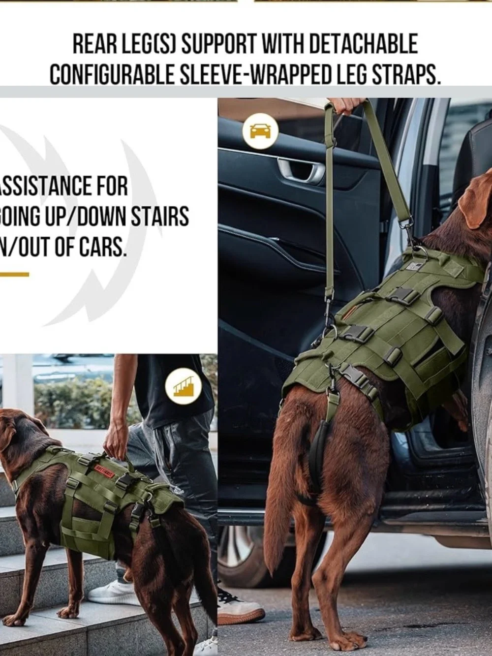 OneTigris Dog Lift Harness Large Dogs, Dog Hip Support Brace Body Lifter
